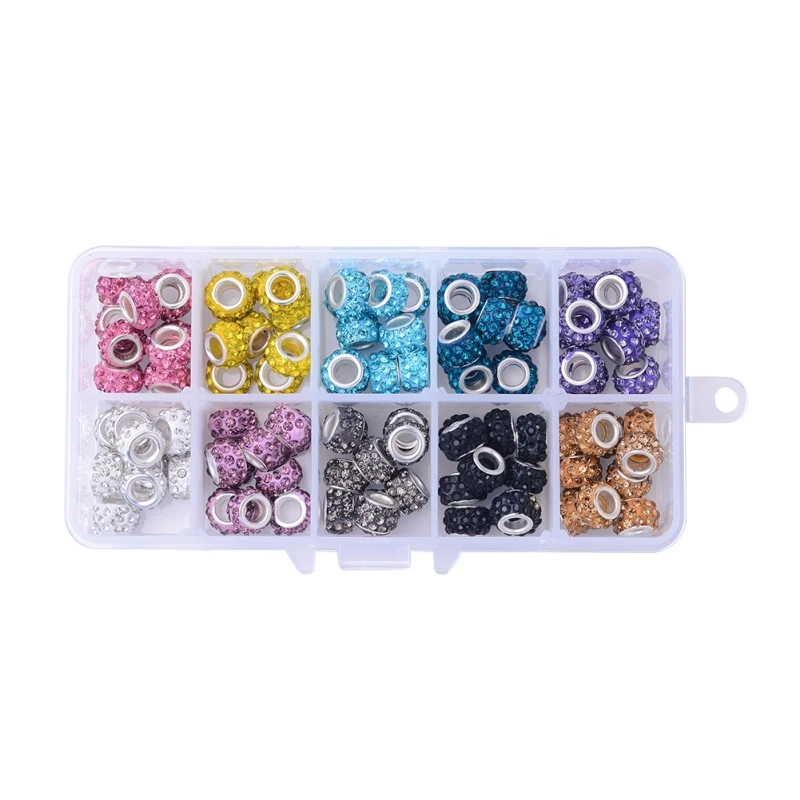 100 шт./корт. Разноцветные бусины стразы из полимерной глины Европейские Бусины с