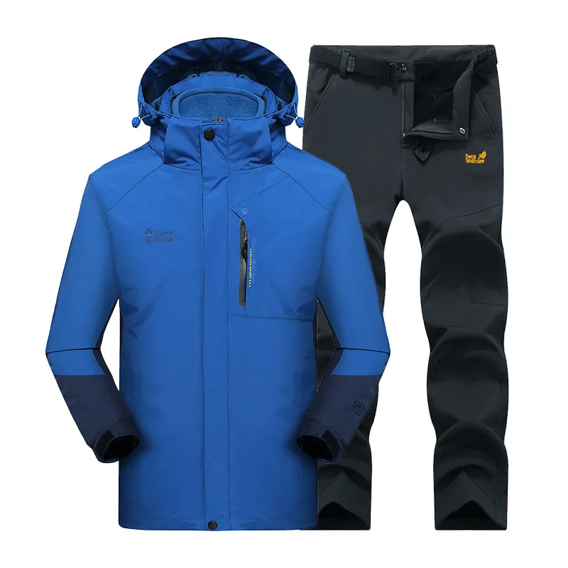 Лыжный костюм мужской для сноуборда флисовая куртка + штаны утепленные