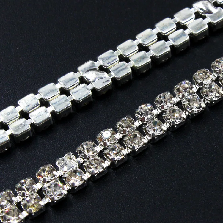 Двухрядные серебряные коготь цепи Стразы DIY стразы s для одежды страз Швейные