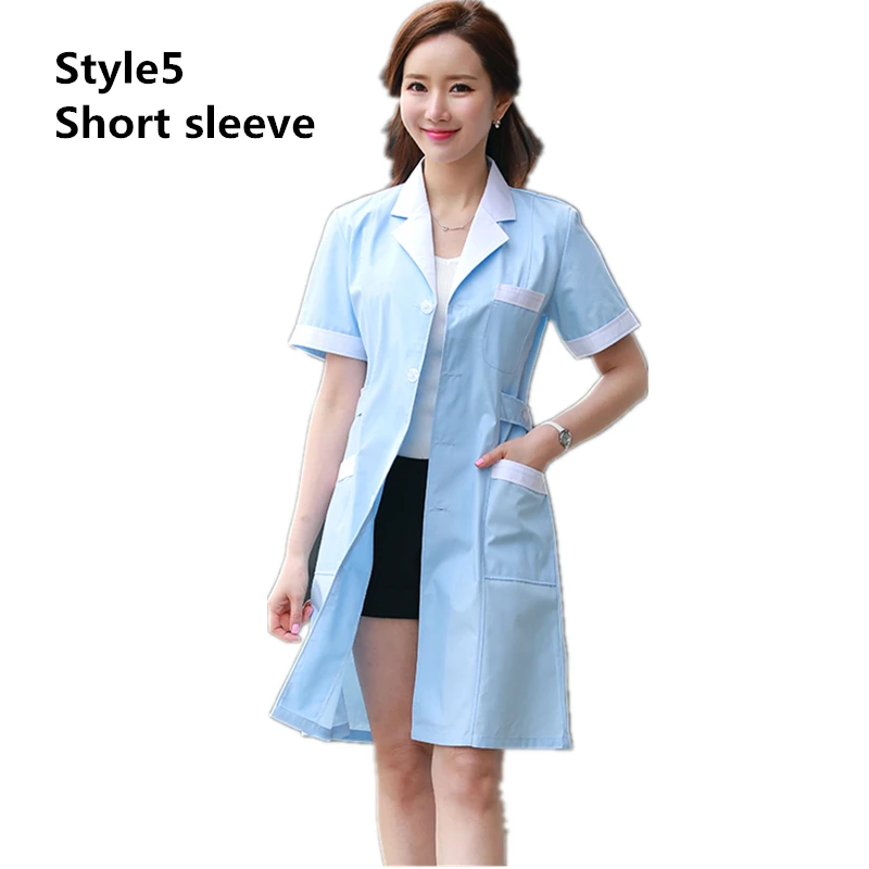 Style5 Short sleeve 10 видов цветов медицинская форма медсестры лаборатория белое пальто аптека красота больница клиника рабочая одежда униформа для женщин медицинская одежда - Цвет: Style5 Short sleeve