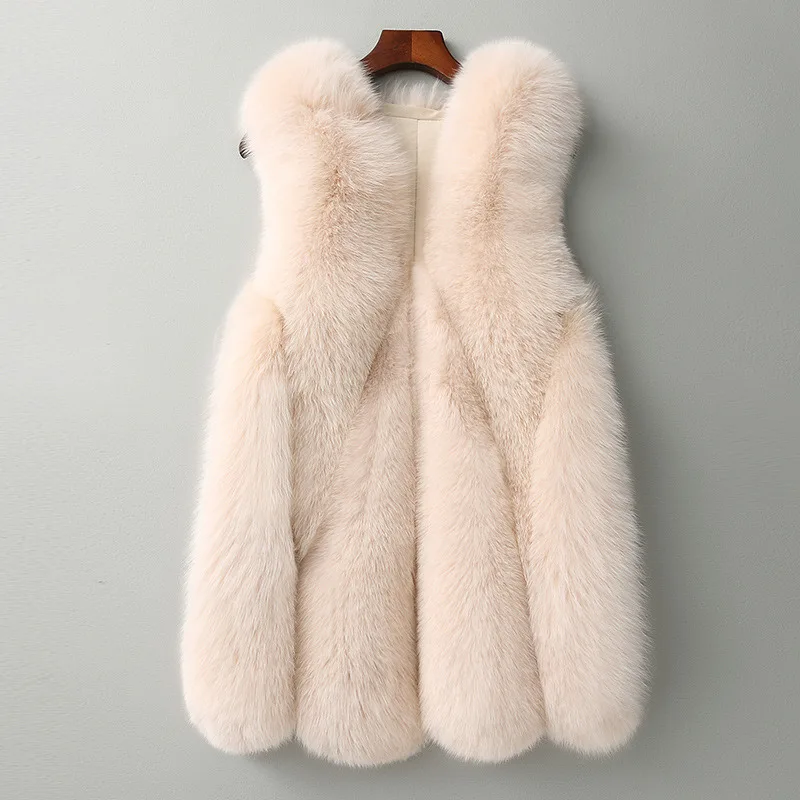 KALENMOS New Arrival Long Faux Fur Vest Fluffy Jacket Plus Size Women Slim Fake Coats High Quality Artificial Gilet 2020 | Женская