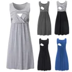 Платье для беременных Ночная рубашка модная однотонная полосатая грудная-стандартная ночная рубашка платье для беременных и кормящих женщин