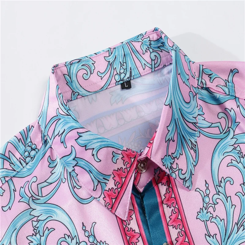 2021 Summer New Casual Printed Turn-Down Collar Mens Clothing Printed  Shirts Men Casual Holiday Hawaiian Shirts