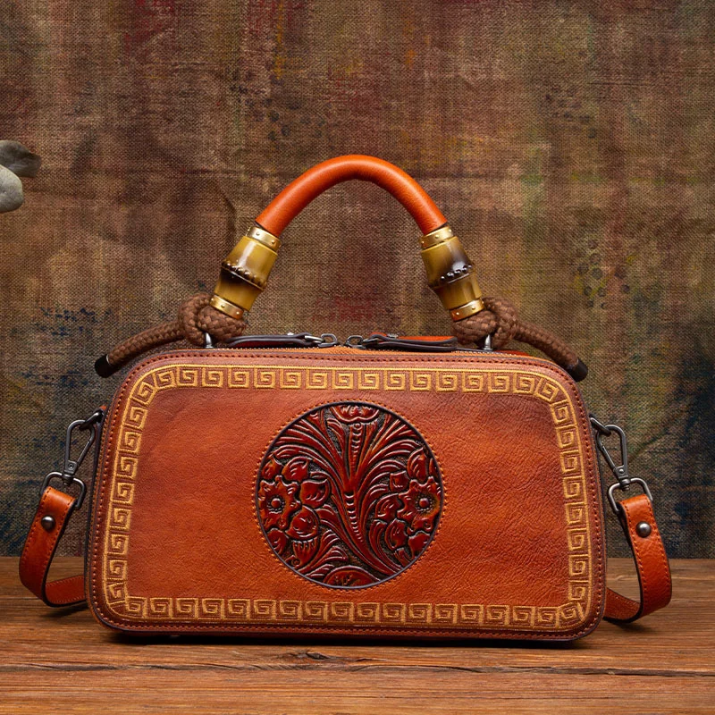 

New leather top leather women's bag handbag hand brushed single shoulder bag leather bag