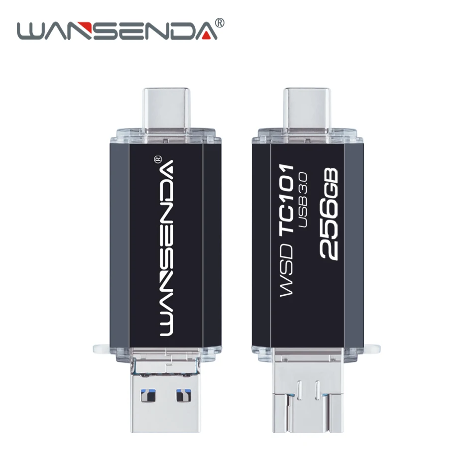 

WANSENDA USB Flash Drive 3 in 1 USB3.0 & Type-C & Micro USB Stick OTG Pen Drive 32GB 64GB 128GB 256GB Pendrives for Android/PC