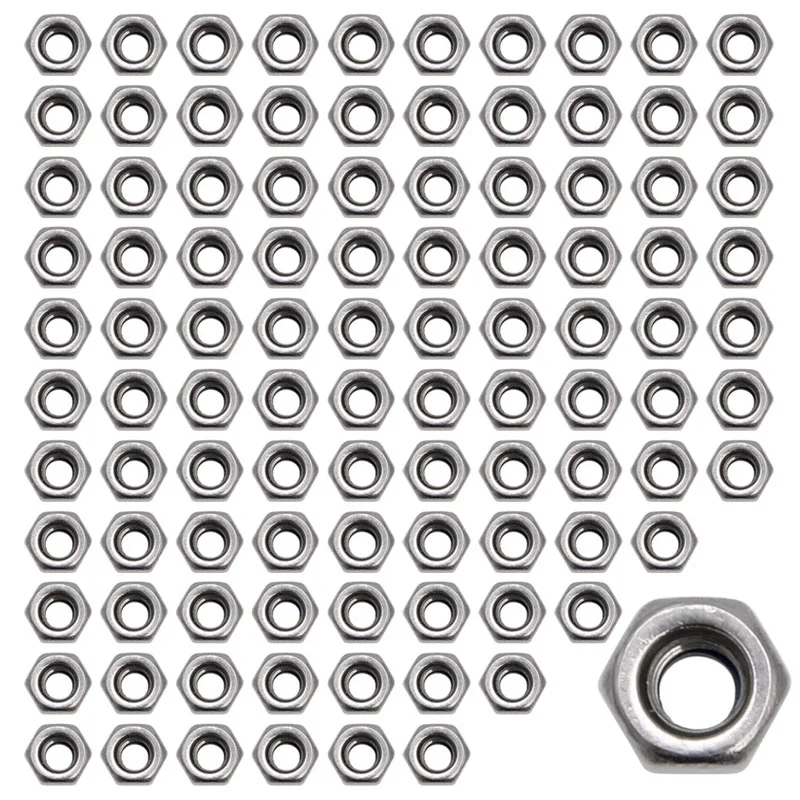 

P15D 100 Pcs/Set M3 Stainless Steel Screw Lock Nylon Hex Nut Insert Locking Nuts 3mm