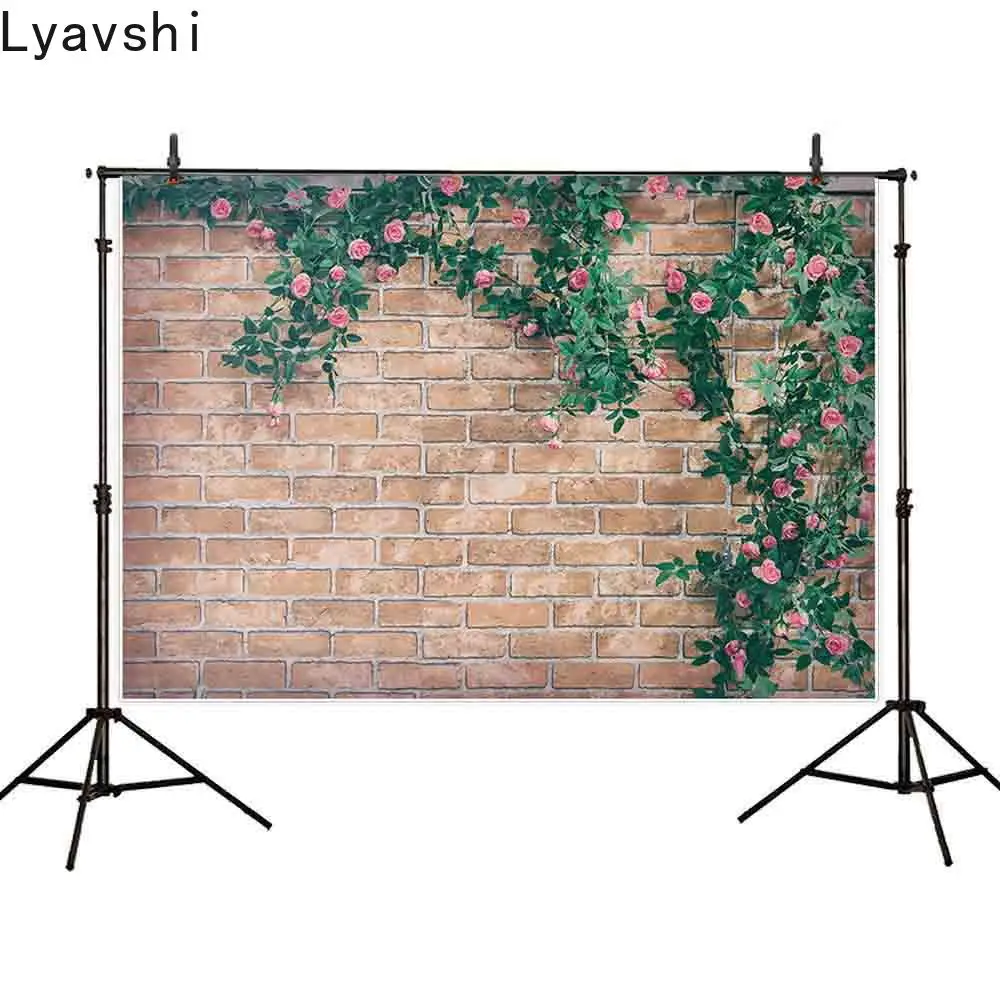 

Lyavshi цветочной кирпичная стена фон для фото студия цветы Противоударная заданяя Весна декоративный фон для студийной съемки с изображением