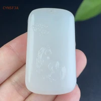 cynsfja new real rare certified hetian mutton fat white nephrite lucky amulet wealth horse jade pendant hand carved high quality