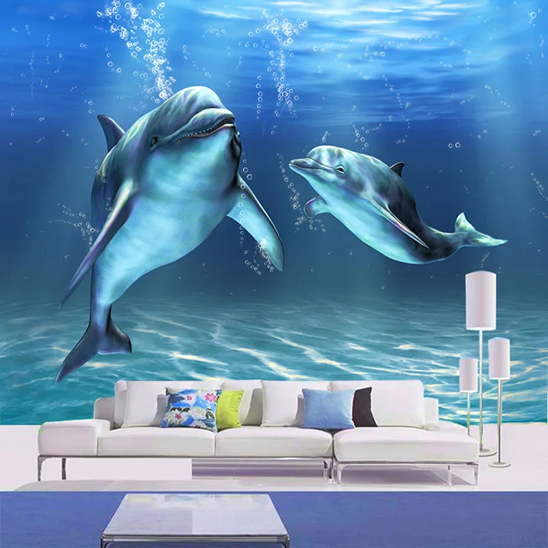 Заказной размер 3D морских животных мультфильм Дельфин фотообои для детской
