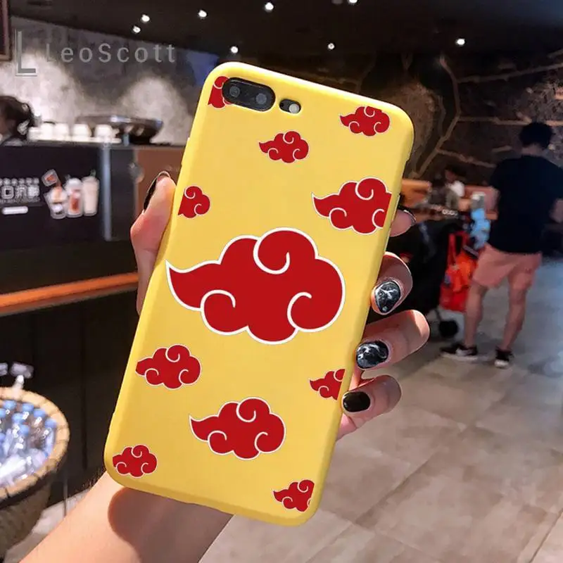 

Fashion Anime Naruto Cartoon Phone Case Yellow Candy Color for iPhone 6 7 8 11 12 s mini pro X XS XR MAX Plus