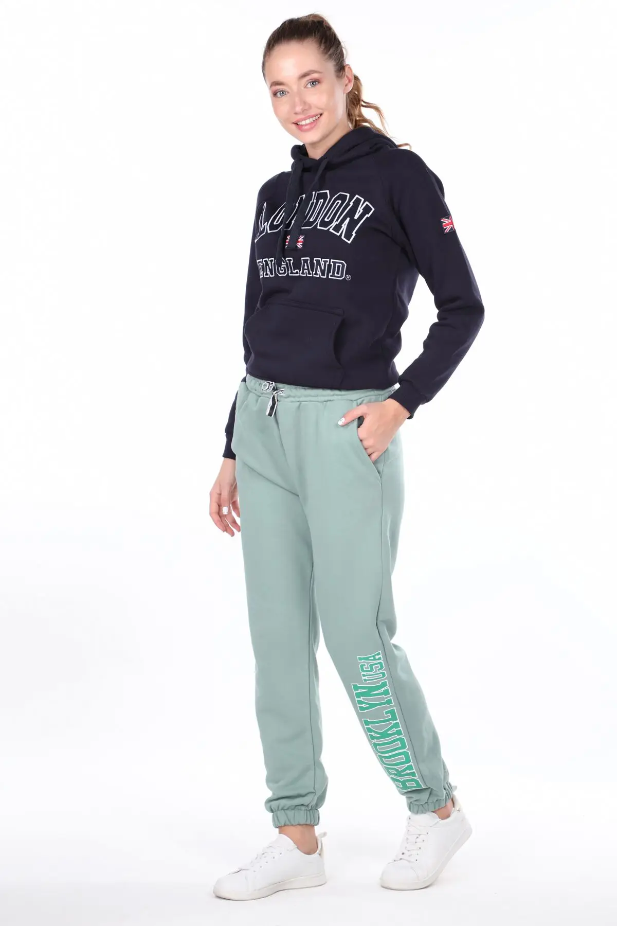 

Brooklyn Printed Elastic Green Womens Sweatpants