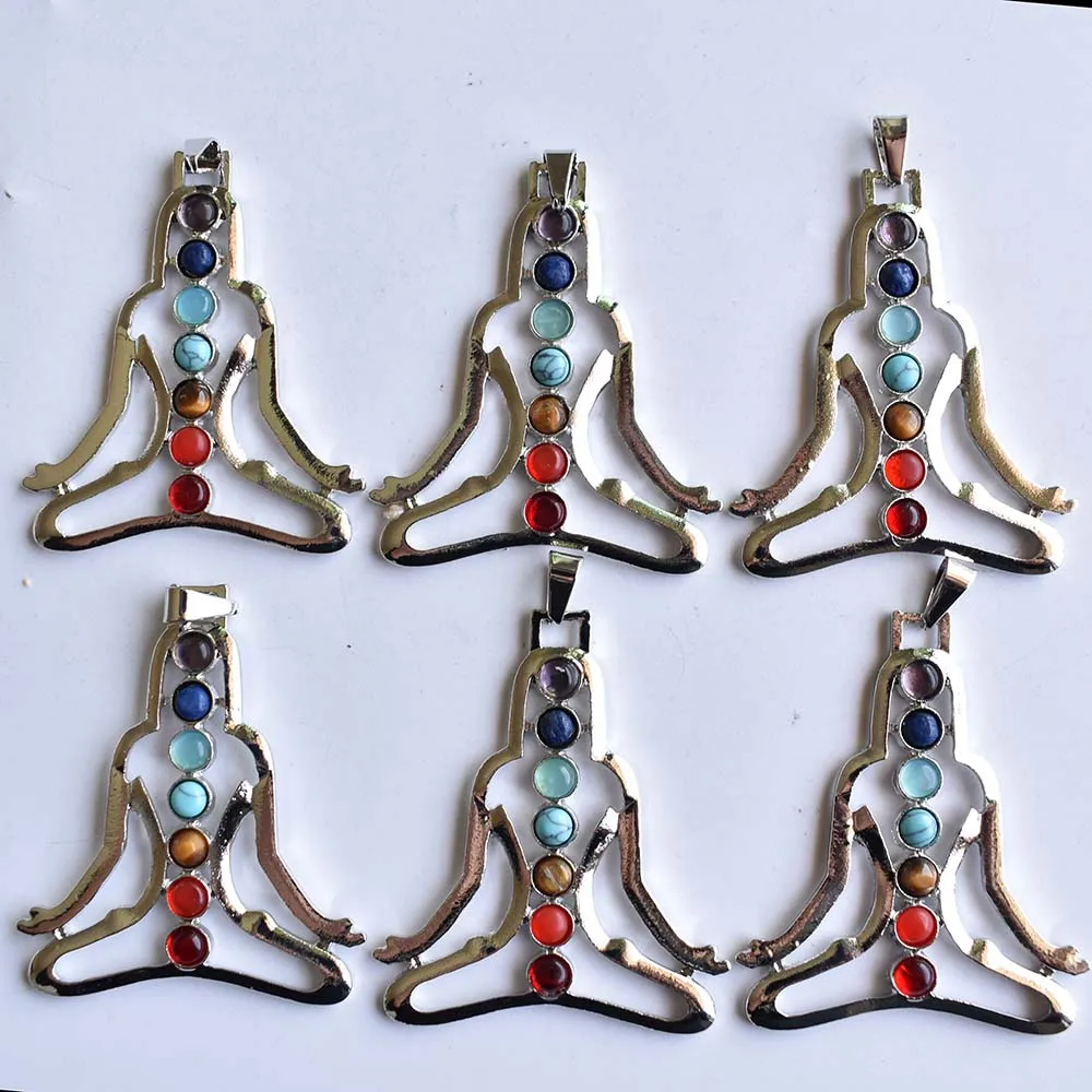 

7 Chakra Energy Jewelry Pendant Reiki Health Amulet for Girl Boy Womans Mens Charm Gifts 6pcs/lot wholesale free shipping