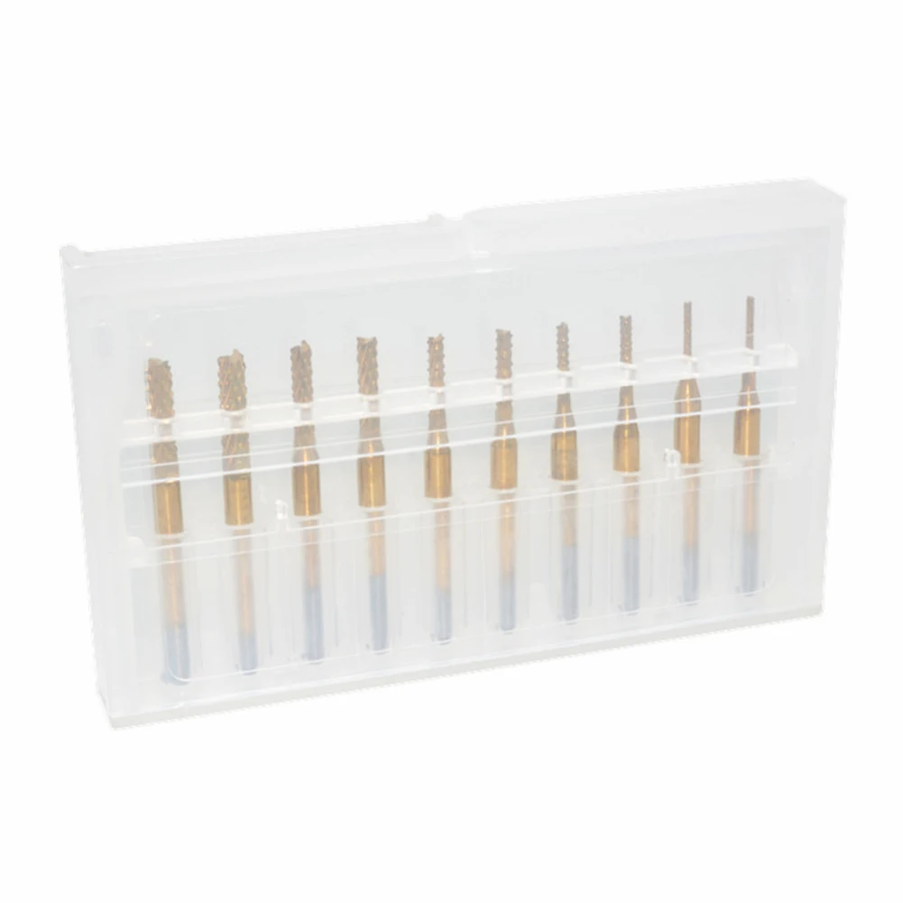 

10 шт. PCB титановый деревообрабатывающий Гравировальный фрезерный Резак металлический карбидный фрезерный станок фрезы с покрытием стандар...