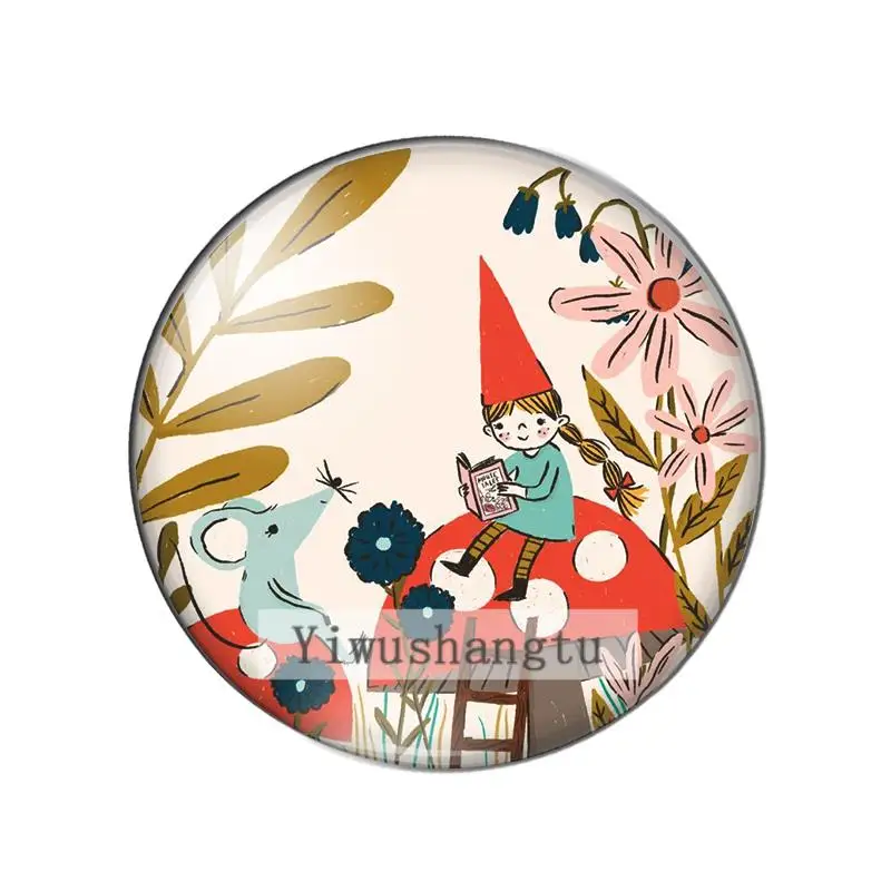 Мультяшный гриб птица девочка подарок 8 мм/10 мм/12 мм/18 мм/20 мм/25 мм круглое фото