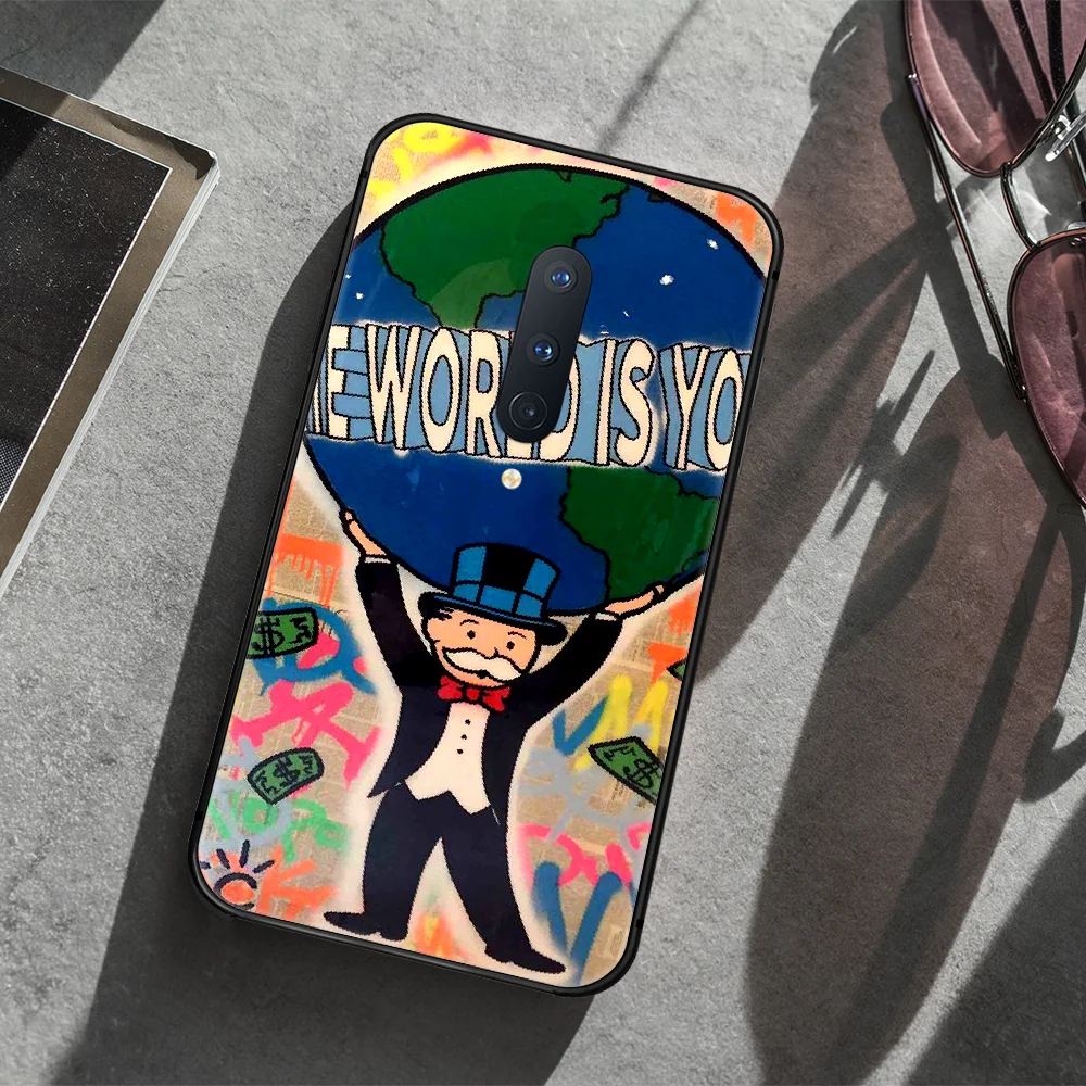 

cartoon Alec Monopoly Aesthetic Phone Case Cover Hull For 1+ Oneplus 5T 6 6T 7 7Pro 7T 8 8Pro 8T black Etui Painting Funda 3D