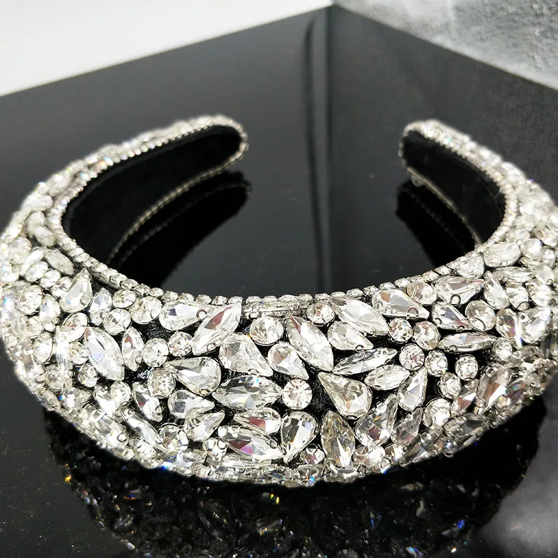 Headbands For Women Retro Floral Rhinestones Headband Lady Pearl Crystal Girl Barlot Style Headpiece Wedding Hair Acces | Украшения и