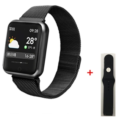 black add strap Bluetooth умные часы P68 с поддержкой кровяного кислорода, давления, сердечного ритма, IP68 Водонепроницаемые спортивные Смарт-часы для xiaomi huawei iphone - Цвет: black add strap