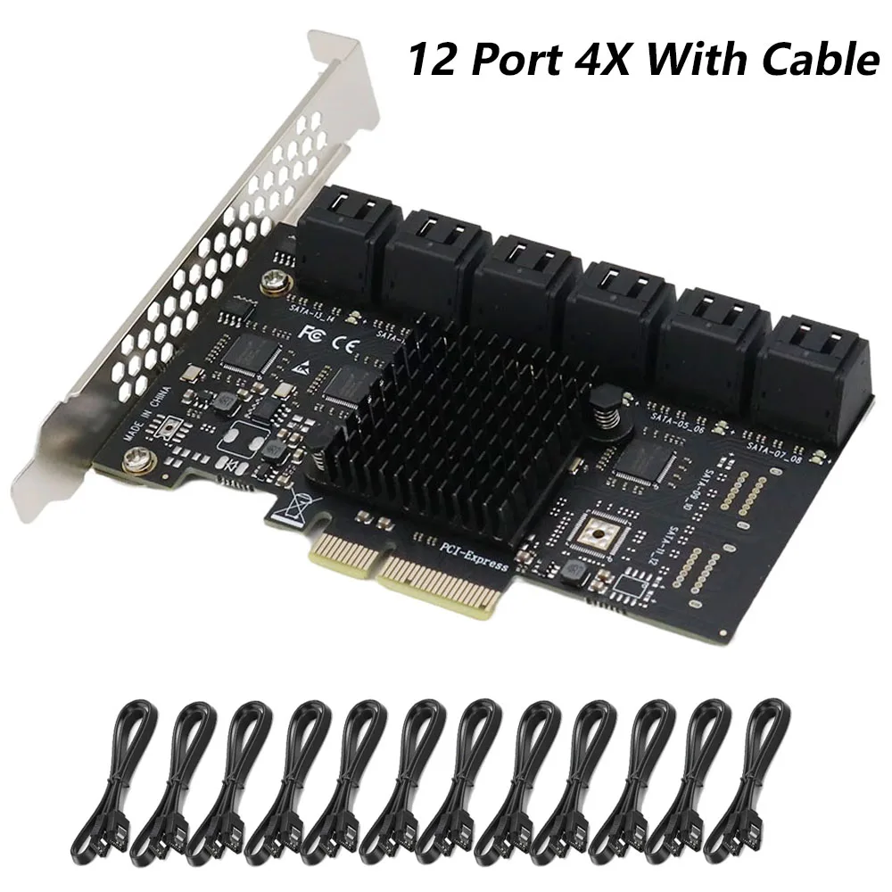 Плата PCIE SATA 12/16/20 портов 6 ГБ 3 0 плата PCIe расширения контроллера PCIe-SATA поддержка
