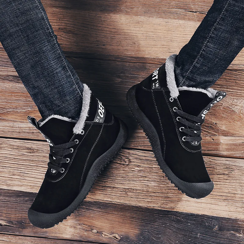 MRCAVE Brand 2019 Suede Leather Ankle Snow Man Boots Shoes With Fur Plush Autumn Winter New Warm Male Casual Boot Sneakers Men | Обувь