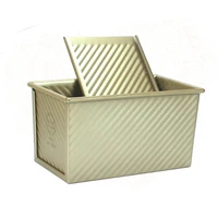 450g aluminum alloy double sided golden ripple non stick coating toast boxes bread loaf pan cake mold baking tool with lid