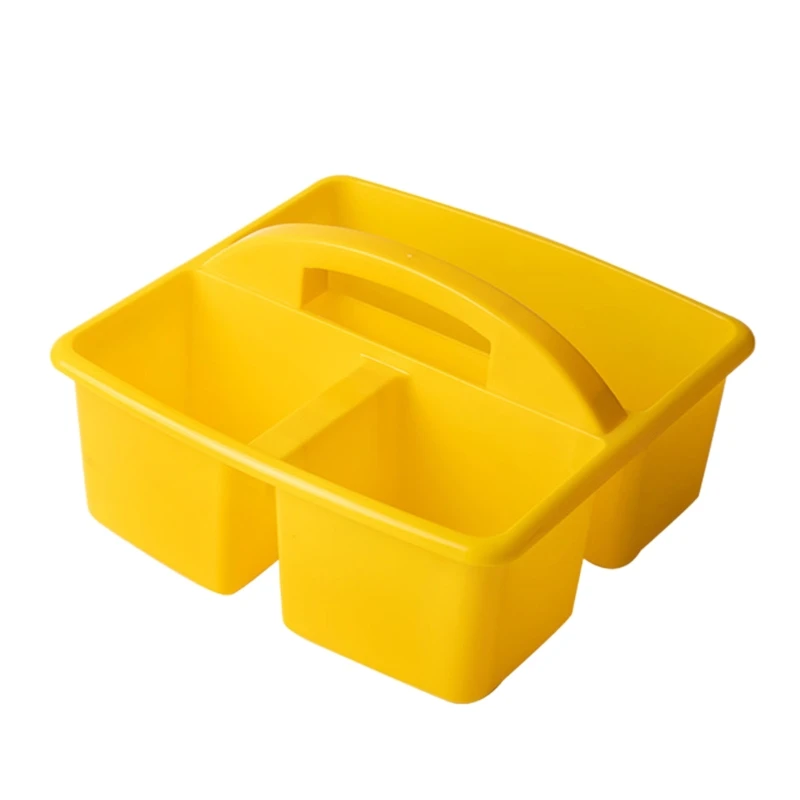 

2021 New Portable Storage Caddies Box Plastic Divided Basket Bin with 3 Compartments Office Desk Organizer for Art Paint Brushes