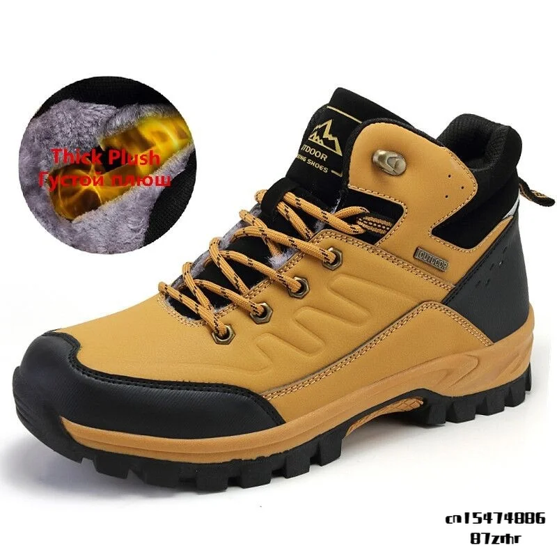 

Winter Snow Boots Warm Plush Men's Boots Outdoor Non-slip Hiking Boots Waterproof Men's Ankle Boots Walking Boots Size 47