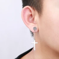 stainless steel cross earrings jewelry gothic cross dangle drop rock punk earrings for men hip hop party gift