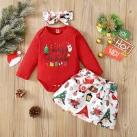 baby girl infant christmas santa print romper tops bowknot skirt dress newborn baby girl christmas clothes set outfits