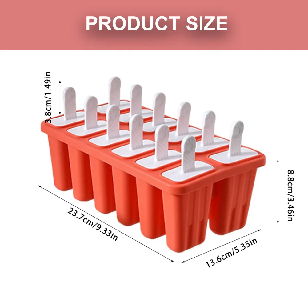 

Ice Cream Moulds Set Ice Lolly Maker Tray With Funnel Brush 12 Cavities Silicone Tool For DIY Mold Ice Cream Mold With Ice Stick