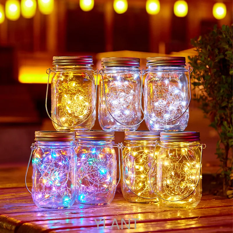 

YLANT 20 LEDs Fairy Light Solar For Mason Jar Lid Insert Color Changing Garden Decor Christmas Lights Outdoor Wedding Decor