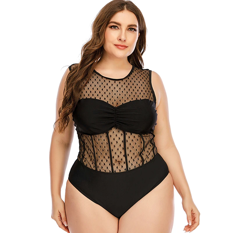 

Женский слитный купальник с сердечками, сетчатый купальник, Женская однотонная черная пляжная одежда с пуш-ап, купальный костюм L XL