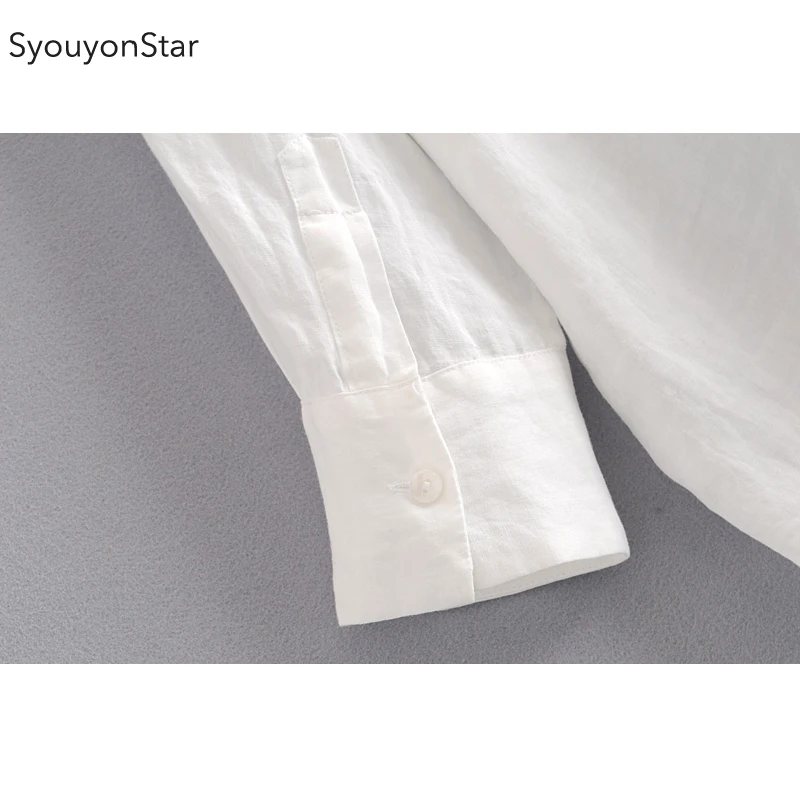 SyouyonStar белые рубашки женские с длинным рукавом Элегантные хлопковые топы 2019