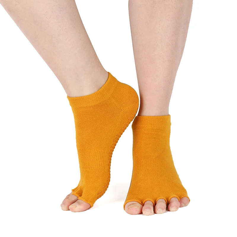 Носки для йоги нескользящие ремни с захватами Toeless половина носок носки Пилатес