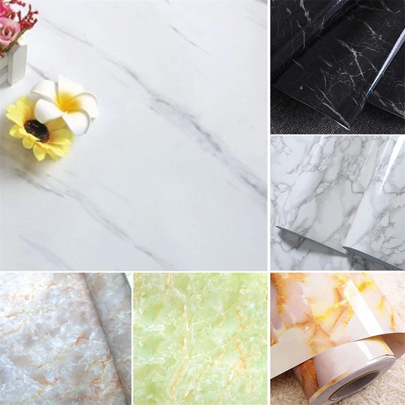 Self Adhesive Marble Effect Contact Paper Film Wall Covering Peel-Stick Decor Stickers Decoration | Дом и сад