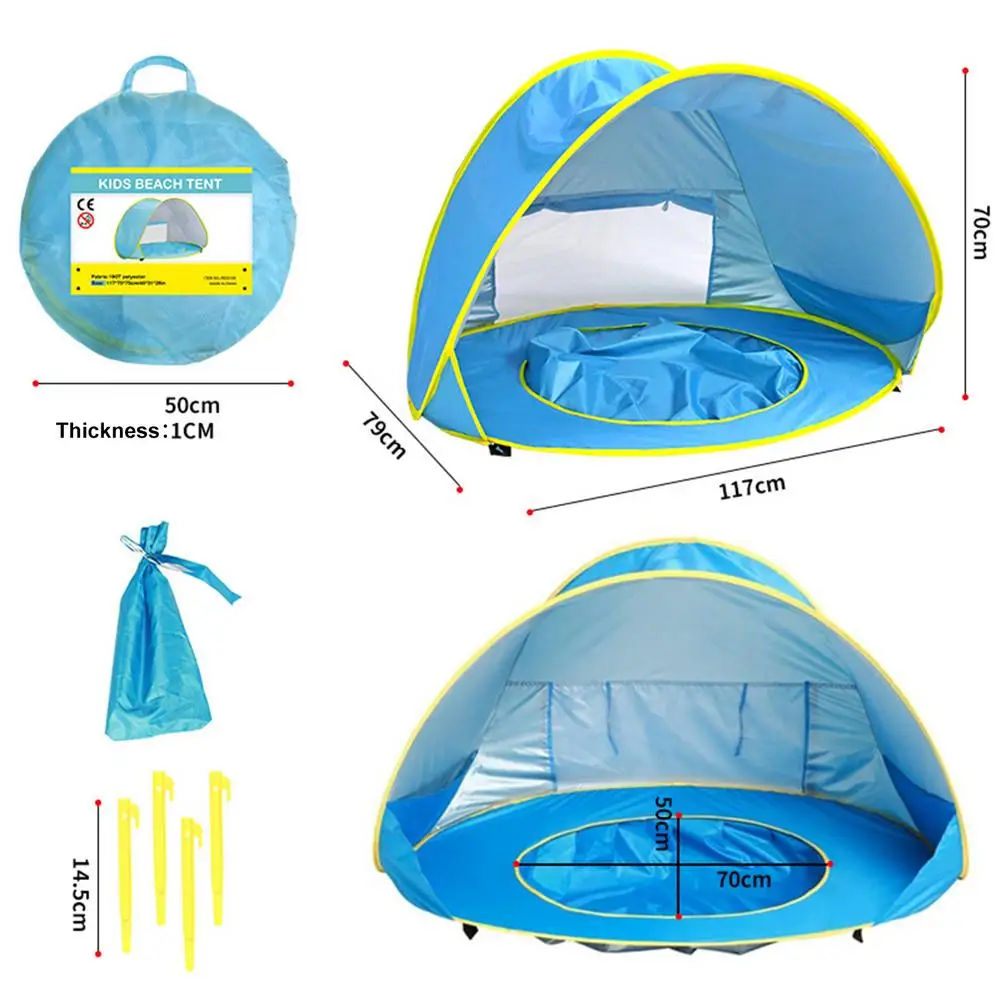 

Baby Beach Tent Children Waterproof Pop Up Sun Awning Tent UV-protecting Sunshelter With Pool Kid Outdoor Camping Sunshade Beach