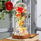 Мишка Тедди светодиодная очарованная Галактическая Роза вечная 24K Золотая фольга искусственный цветок с ночным светом домашний декор для вечеринки свадебный подарок