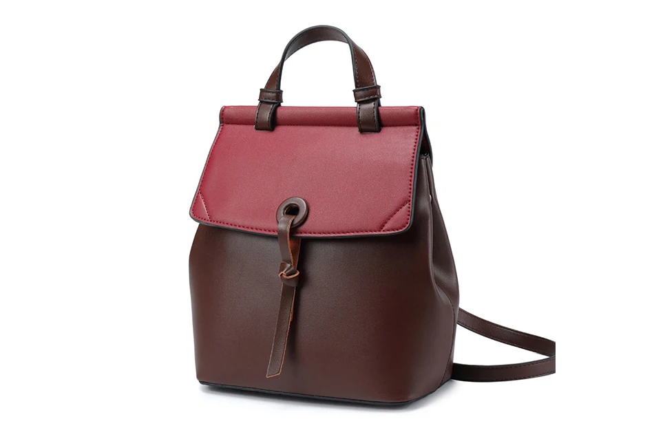 REALER women backpack small spilt leather backpack for women school backpack for teenager girls panelled shoulder bag