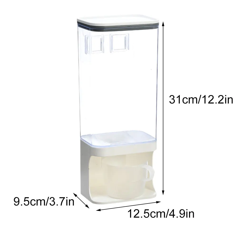 

Dry Food Dispenser Wall Mount Grain Cereal Storage Tank Plastic Rice Container Clear For Wall Refrigerator Door Saving Space