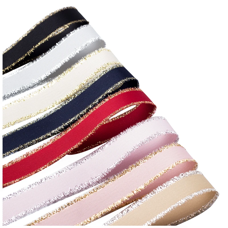 

2.5cm ribbed gold beard ribbon tie ribbon wedding holiday decoration ribbon bow DIY high-end ribbon