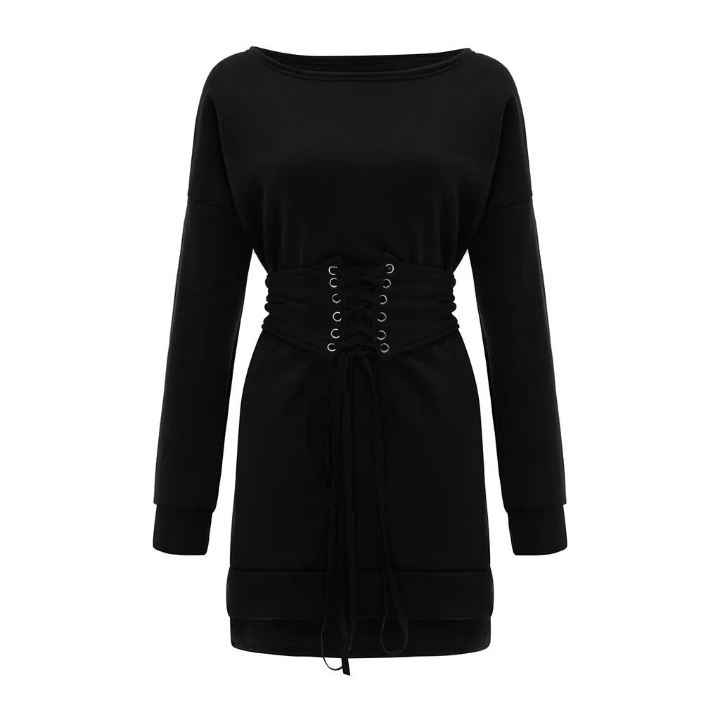 Весеннее женское платье плотное флисовое с круглым вырезом и длинным рукавом +