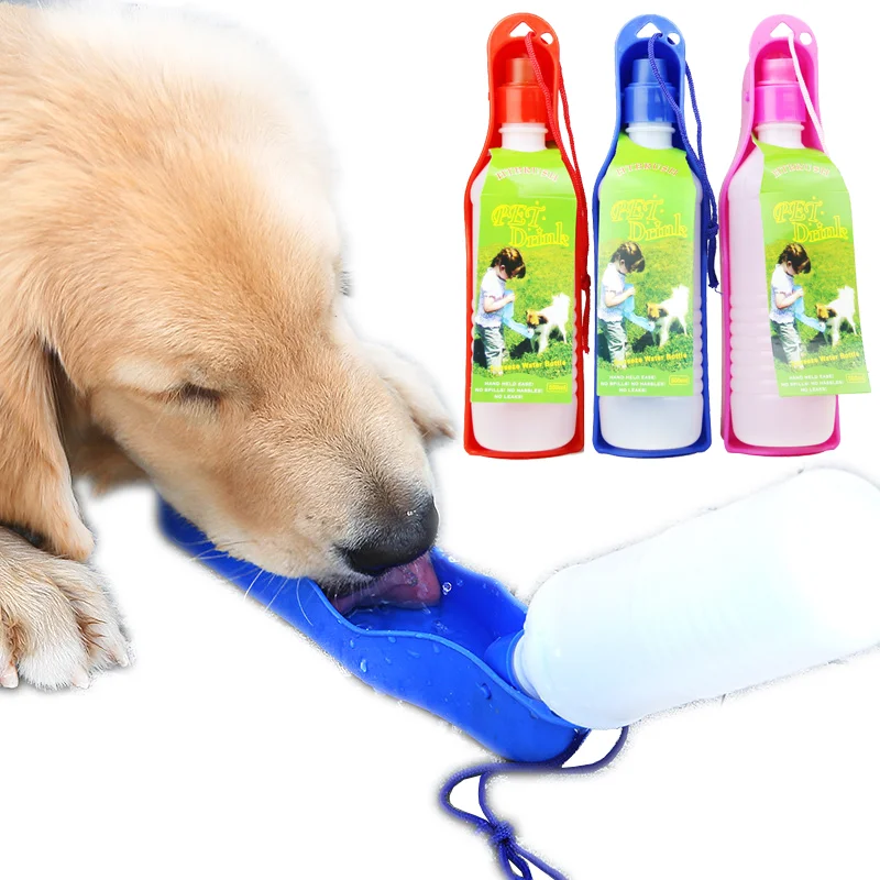 

Pet Dog Drink Water Bottle 300ml/500ml Plastic Portable Water Bottle Pets Outdoor Travel Drinking Water Feeder Bowl Creative