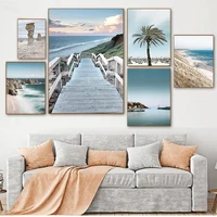 painting scandinavian living room decoration picture ocean sea beach bridge canvas poster nordic nature seascape wall art print