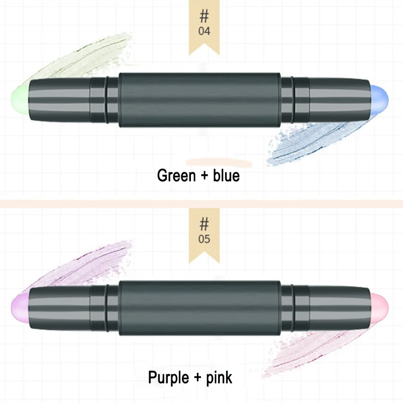 Разноцветный двухсторонний консилер палка хайлайтер тени ручка силуэт лица V