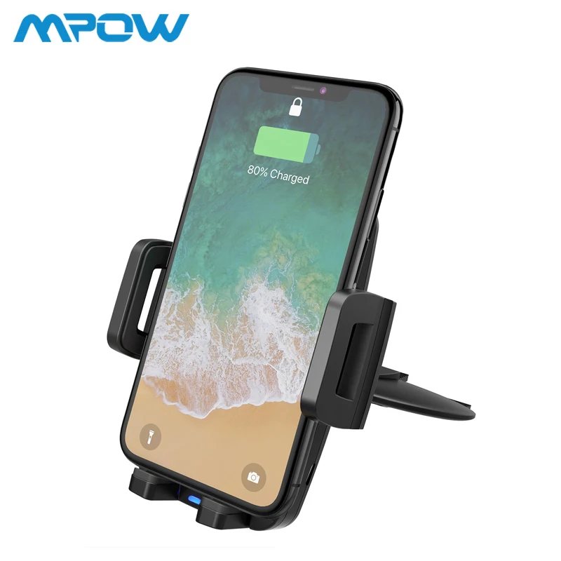 CD Slot Holder Mpow CA108 2 в 1 10 Вт/7,5 Вт/5 Вт Qi Беспроводное зарядное устройство CD слот Автомобильная Подставка для телефона для iPhone X 8/Plus samsung S9 S8 S7 S6 Note 8 - Цвет: CD Slot Holder
