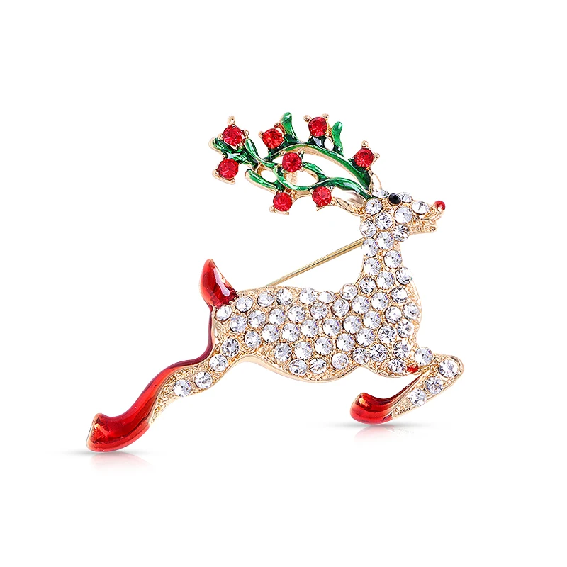 

WYBU Christmas Brooch Pin Rhinestone Crystal Cute Xmas Pins for Xmas Santa Claus Christmas Tree Reindeer Pins Set for Gift