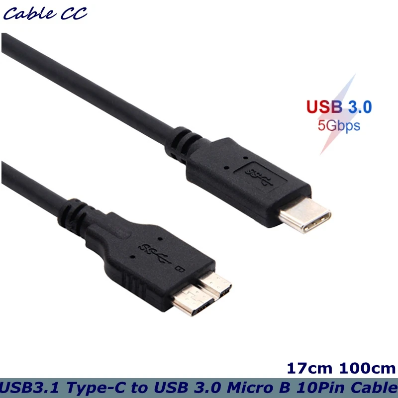

1m 17cm USB3.1 Type-C to USB 3.0 Micro B 10Pin Cable 5Gbps Data Connector Adapter For Hard Drive Smartphone PC OTG C Type PHONE