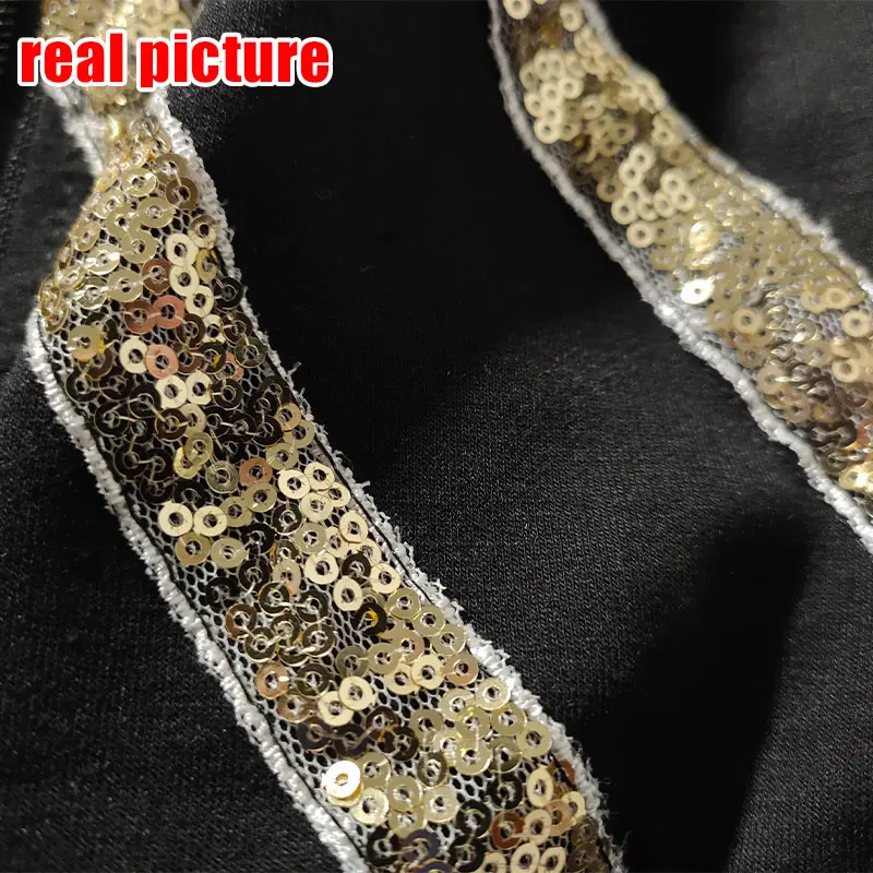 

Sequines Patchwork Women's Tracksuits Zipper Long Sleeve Short Tops Elastic Waist Pants Female Suit 2021 Spring Casual Sets