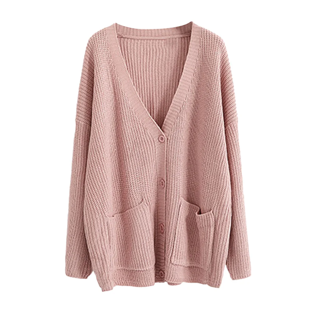 

Droppshiping Hot Sales Newly For 2019 Fashion Autumn Women Open Front Long Sleeve Knit Sweater Lazy Loose Solid Color Coat J55