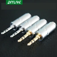 diylive 8pcs taiwan custom version 3 pole plated white gold 3 5mm headphone plug repair headphone connector aux audio cable