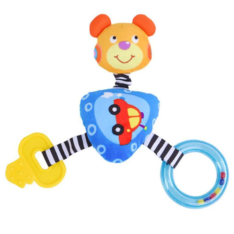 

Детская игрушка-погремушка в виде медведя, плюшевая мультяшная коляска, детская игрушка-грызунок для новорожденных от 0 до 24 месяцев, мобиль...